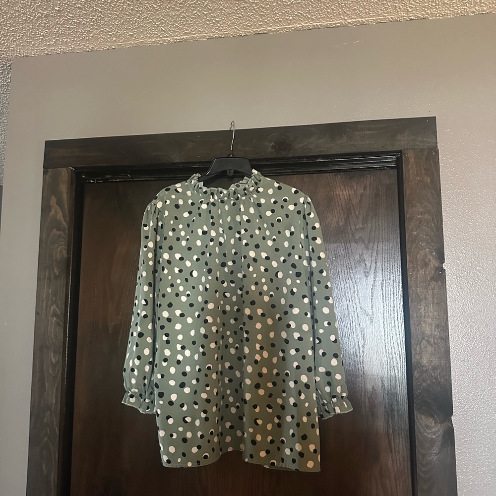 Green Polka Dot Blouse